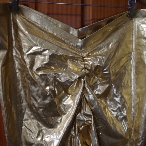 SKIMS Metallic Gold Swim Bottoms Pants Leggings Bikini Pants 4X - Picture 4 of 9